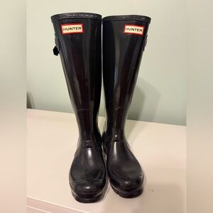 Hunter Glossy Black Tall Boots